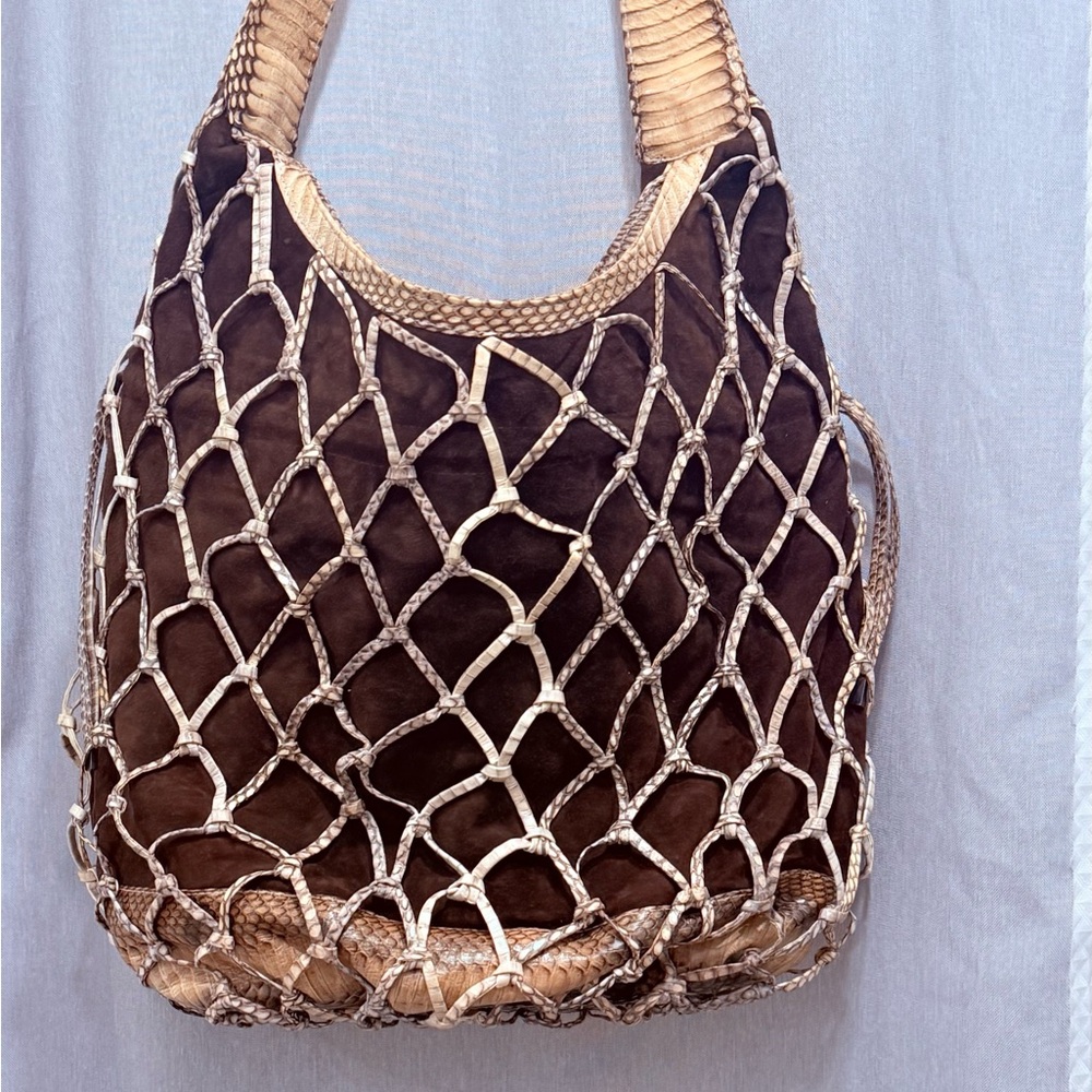 Leyla Snakeskin: Brown and Tan Women's Shoulder Bag